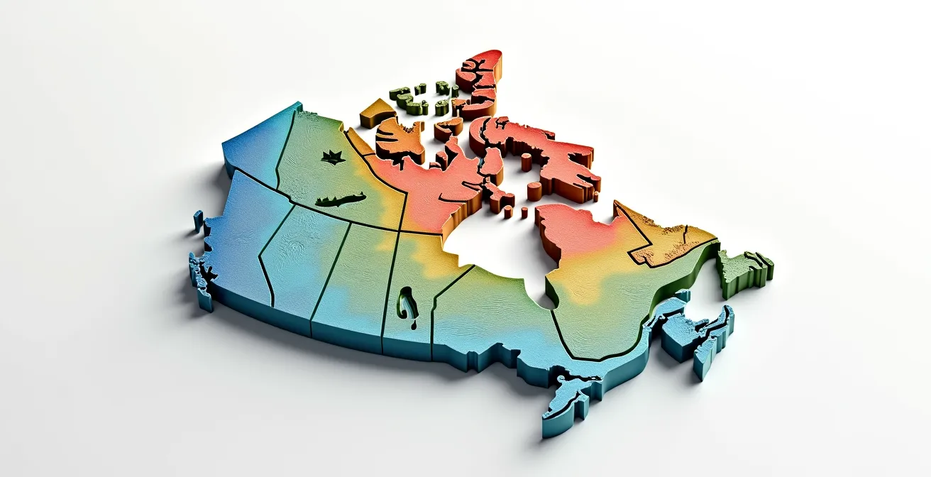 Carte détaillée montrant les différentes zones climatiques du Québec avec gradients de couleur